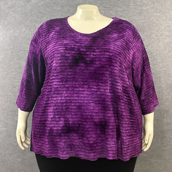 Womens 3X Textured Purple Top pullover washable - Picture 5 of 6